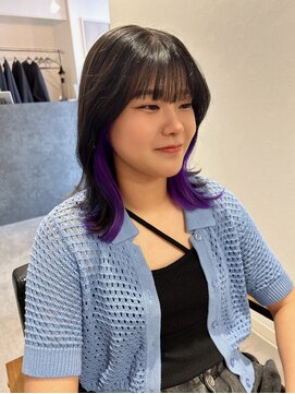 ノア(noah.) インナー/外ハネ/顔まわりレイヤー/紫／パープル