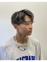 グランツ 天神赤坂(GLANZ)&nbsp;波巻きパーマ×ホワイトメッシュ/メンズパーマ/メンズカラー