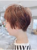 マッシュショート/ショートボブ/ピンクベージュ