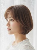 丸みショートボブ透明感ベージュ大人可愛いダブルカラーブリーチ