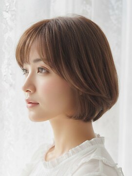 ミント(minto) 丸みショートボブ透明感ベージュ大人可愛いダブルカラーブリーチ