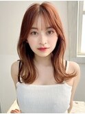 透明感オレンジブラウン×小顔レイヤー