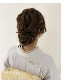 訪問着　ヘアセット　セミロング　和髪　まとめ髪　礼装　大阪　