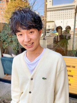 ブルー(BLUE) #BLUE 無造作パーマ×メンズ