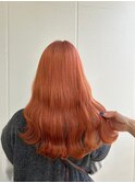【桑原雪音】個性派オレンジ/透け感ブリーチカラー/暖色系カラー