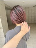 バレイヤージュ/ピンクベージュ/デザインカラー/ボブ