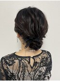 結婚式　参列ヘア　ヘアセット　ミディアム　シニヨン　大阪