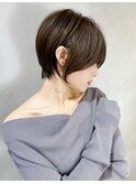 大人可愛い20代30代40代黒髪前下がりショートボブ丸みショート◎