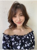 20代～50代ミディアムレイヤーブラウンエレガンス韓国風巻き