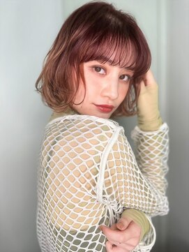 カバーヘア ブリス 志木南口駅前店(COVER HAIR bliss) ミルクティーピンクくせ毛風エアリーボブp1志木20代30代40代