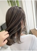 細めのハイライトで大人可愛く♪白髪ぼかしにも◎