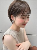 小顔丸みショートボブ☆シースルーバング×ひし形ショート