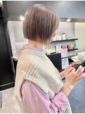 ミニボブ/切りっぱなしボブ/ミルクティーベージュ/ローライト