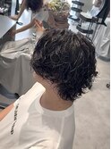 綾野剛風センターパートウルフレングスウェーブパーマ