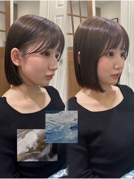 ロンド パルティール 大宮(Lond partir) ミルクティーベージュ/レイヤーボブ/韓国巻き/顔周りカット/大宮