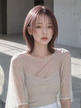 ブリーチなしで叶う☆ほんのりピンクを仕込んだシアーベージュで、圧倒的な透明感と上品な可愛さを演出！