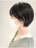 大人女子黒髪束感前髪おくれ毛ショートボブ【吉祥寺/イルミナ】
