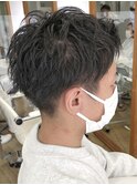 MEN'S HAIR センターパート ツイストスパイラル コンマヘア