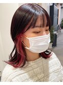 インナーカラーミルクティーベージュシルバーイヤリングカラー