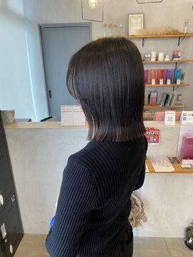 シェル 津山の手店(shel) 大人可愛いぱつんとボブ小顔アッシュカラー透明感