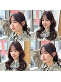2wayバング 韓国前髪 シースルー ミディアム レイヤー　顔周り