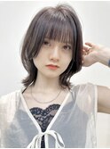 say.黒髪ボブルフネビージュ小顔ワンレンオリーブグレージュ艶髪