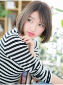 艶髪グレージュカラー透明感切りっぱなしボブh3上尾20代30代40代