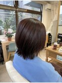 簡単セットアイロンなしレイヤーボブ　透明感ラベンダーブラウン