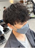 栃木メンズパーマメンズカットセンターパートメンズマッシュ緩め