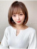 ボブシースルーぱっつん前髪おくれ毛ロブミディアムロング