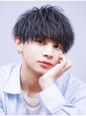 ラウンドマッシュ/ソフトツイストパーマ/縦落ち