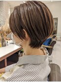 大人可愛い30代40代50代黒髪前下がりショートボブ丸みショート◎