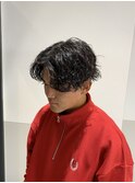 レッド波巻き刈り上げマッシュ センターパート