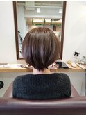 ショートボブ&白髪なじませグレージュカラー