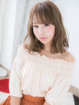 アルバハナレ 横浜(αlba HANARE) 関内/髪質改善/斜めバング×ハイトーンカラー波巻きロブヘアh