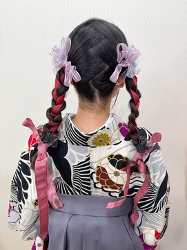 スタジオハロー 三つ編み×リボンヘア