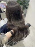 ロングレイヤー/オリーブグレージュ/アッシュグレー/暗髪カラー