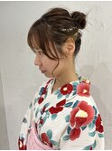 浴衣の金箔つきお団子アレンジ