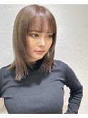大人可愛いふんわりカールミストバング外国人風カラーブリーチ