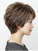 ミルクティーアッシュグレージュレイヤーボブショートウルフボブ