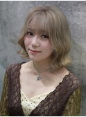 巻けるニュアンスくびれボブ/ホワイトミルクティーベージュ