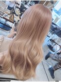 ヘーゼルベージュ　ブリーチなし　レイヤーカット　海外風