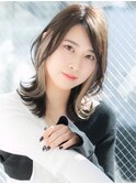 インナーカラー/イヤリングカラー/小顔ミディアムボブレイヤー