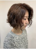 前下がりボブOｎパーマ♪