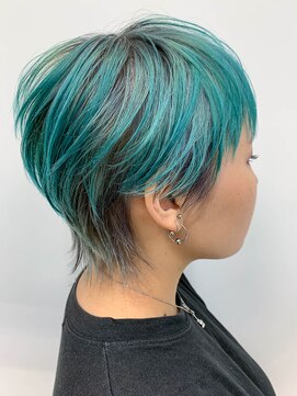 テトヘアー(teto hair) short (ターコイズグリーン、ショートウルフ、デザインカラー)