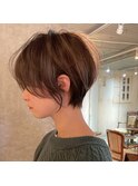 大人綺麗な小顔襟足スッキリショートボブ　30代40代50