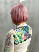 テトヘアー(teto hair)&nbsp;ピンクカラー　ペールピンク　ボブヘア　内巻きボブ　春カラー