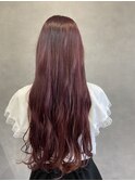 ツヤ髪ピンクバイオレット暖色系 ウェーブロング
