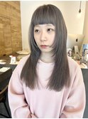 ガーリー姫カットストレートロング×アッシュベージュ