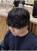 波巻きスパイラルパーマメンズマッシュ